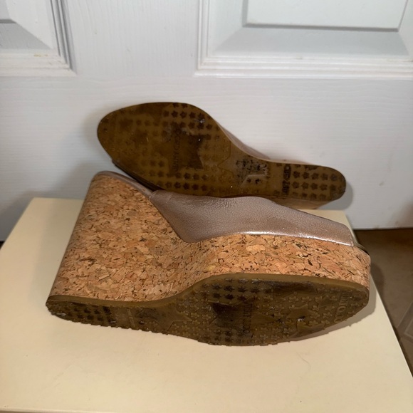 Jimmy Choo Prova Metallic Slingback Peep Toe Wedge Sandals - Picture 5 of 7